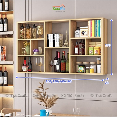 Kệ sách gắn tường trang trí phân ô phong cách KTT-124