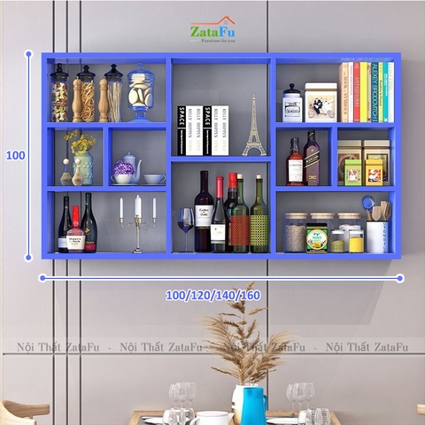 Kệ sách gắn tường trang trí phân ô phong cách KTT-124