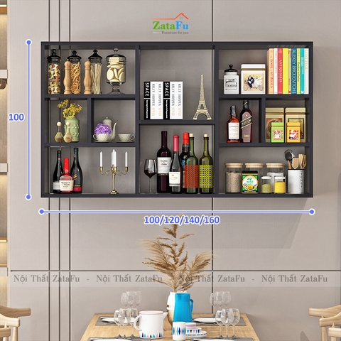 Kệ sách gắn tường trang trí phân ô phong cách KTT-124