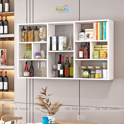 Kệ sách gắn tường trang trí phân ô phong cách KTT-124