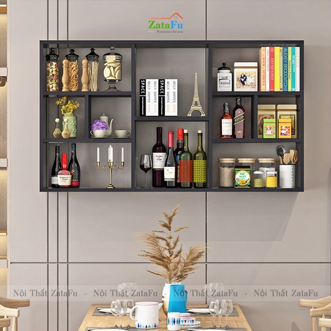 Kệ sách gắn tường trang trí phân ô phong cách KTT-124