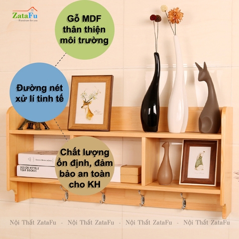 Kệ sách, kệ trang trí, kệ móc đồ treo tường đa năng KTT-82