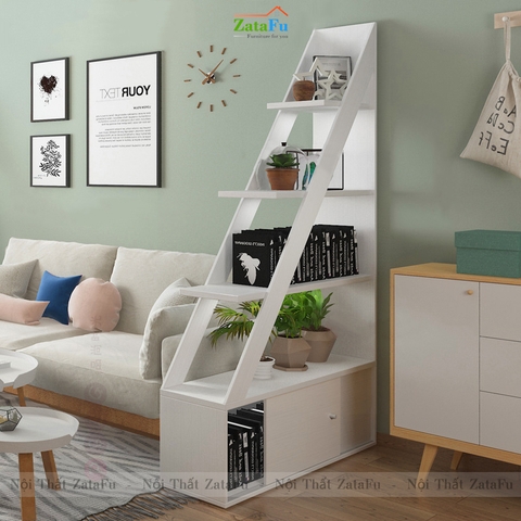 Kệ Sách Ngăn Phòng Khách, Kệ Trang Trí Showroom Hình Tam Giác KTT-40