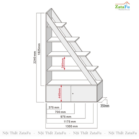 Kệ Sách Ngăn Phòng Khách, Kệ Trang Trí Showroom Hình Tam Giác KTT-40