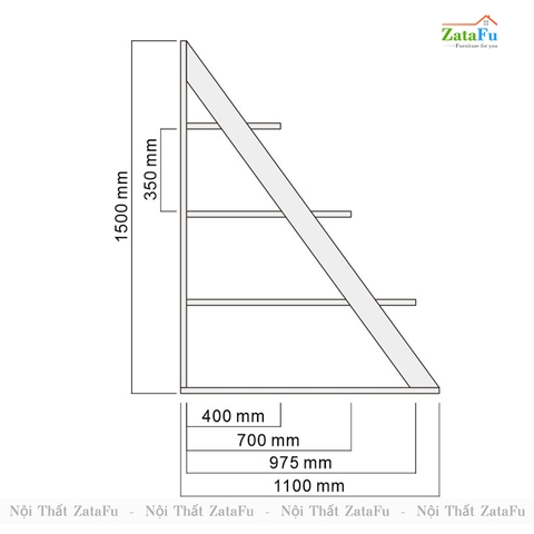 Kệ Sách Ngăn Phòng Khách, Kệ Trang Trí Showroom Hình Tam Giác KTT-40