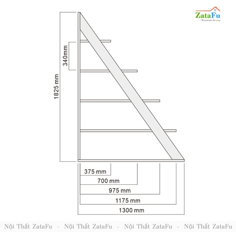 Kệ Sách Ngăn Phòng Khách, Kệ Trang Trí Showroom Hình Tam Giác KTT-40