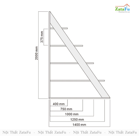 Kệ Sách Ngăn Phòng Khách, Kệ Trang Trí Showroom Hình Tam Giác KTT-40