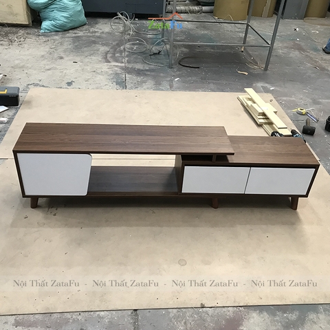 Tủ kệ tivi chân gỗ kéo giãn kích thước KTV-02