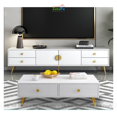 Kệ tivi chân crom mạ vàng hiện đại KTV-18