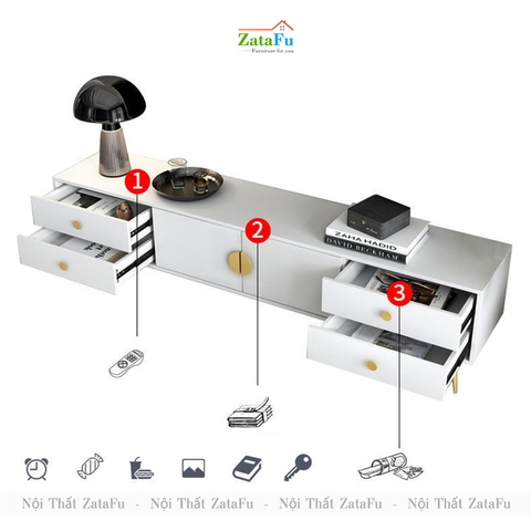 Kệ tivi chân crom mạ vàng hiện đại KTV-18