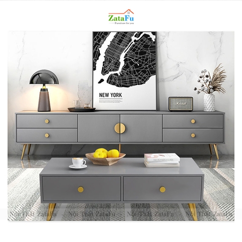 Kệ tivi chân crom mạ vàng hiện đại KTV-18