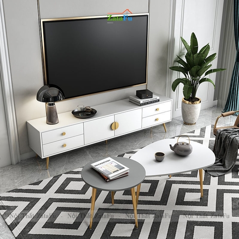 Kệ tivi chân crom mạ vàng hiện đại KTV-18