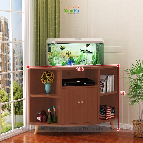 Tủ kệ tivi góc tường chân gỗ độc đáo KTV-41