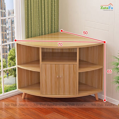 Tủ kệ tivi góc tường chân gỗ độc đáo KTV-41