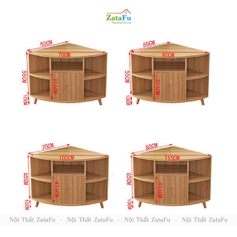 Tủ kệ tivi góc tường chân gỗ độc đáo KTV-41