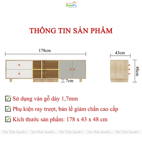 Kệ Tủ Tivi Phòng Khách Hiện Đại Thiết Ké Theo Phong Cách Bắc Âu KTV-49 ZataFu