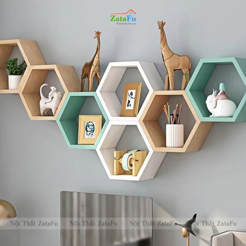 Kệ tổ ong decor gắn tường đa sắc KTT-116