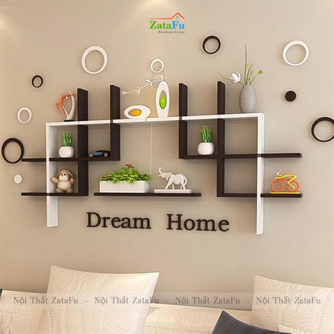 Kệ decor đan chéo ô vuông trang trí gắn tường độc đáo KTT-100