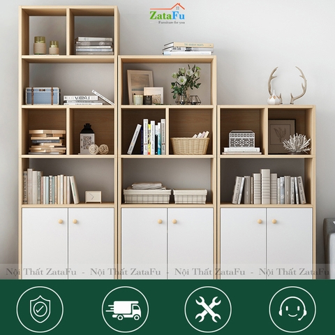 Tủ Sách Chân Gỗ Trang Trí KTT-24