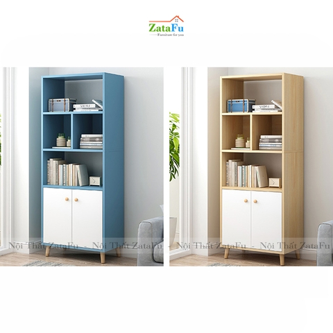 Tủ Sách Chân Gỗ Trang Trí KTT-24