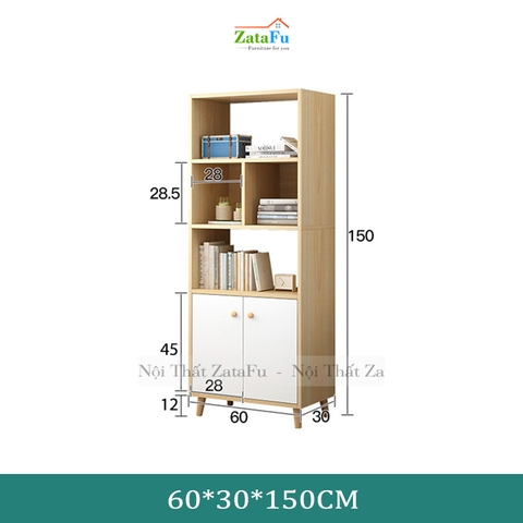 Tủ Sách Chân Gỗ Trang Trí KTT-24