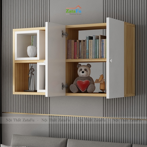 Tủ kệ giá sách gỗ trang trí treo tường đa sắc KTT-62