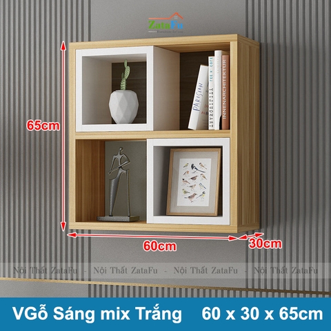 Tủ kệ giá sách gỗ trang trí treo tường đa sắc KTT-62
