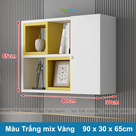 Tủ kệ giá sách gỗ trang trí treo tường đa sắc KTT-62