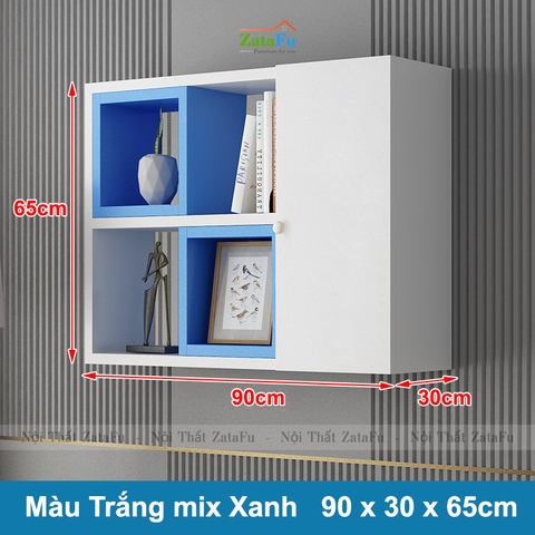 Tủ kệ giá sách gỗ trang trí treo tường đa sắc KTT-62