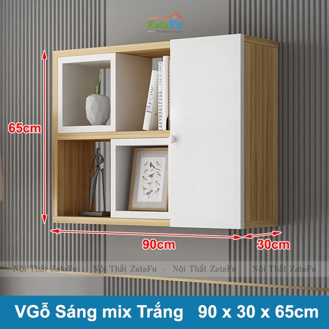 Tủ kệ giá sách gỗ trang trí treo tường đa sắc KTT-62