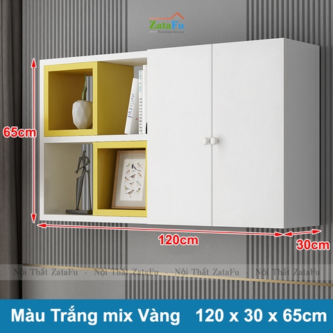 Tủ kệ giá sách gỗ trang trí treo tường đa sắc KTT-62
