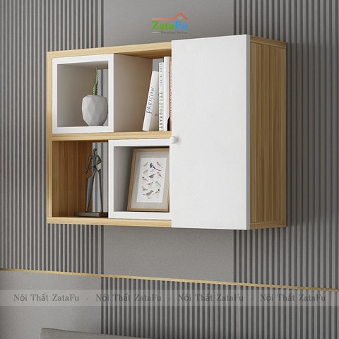 Tủ kệ giá sách gỗ trang trí treo tường đa sắc KTT-62
