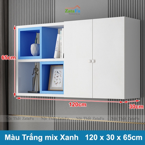 Tủ kệ giá sách gỗ trang trí treo tường đa sắc KTT-62