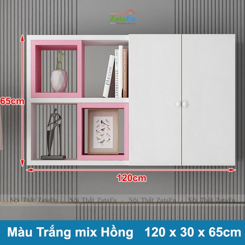 Tủ kệ giá sách gỗ trang trí treo tường đa sắc KTT-62