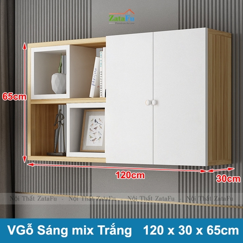 Tủ kệ giá sách gỗ trang trí treo tường đa sắc KTT-62
