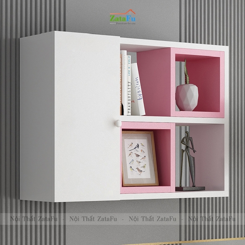 Tủ kệ giá sách gỗ trang trí treo tường đa sắc KTT-62