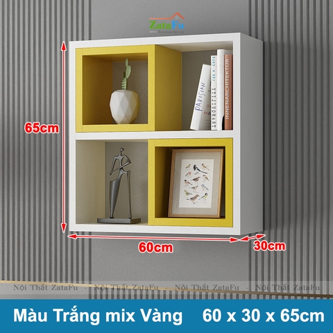 Tủ kệ giá sách gỗ trang trí treo tường đa sắc KTT-62