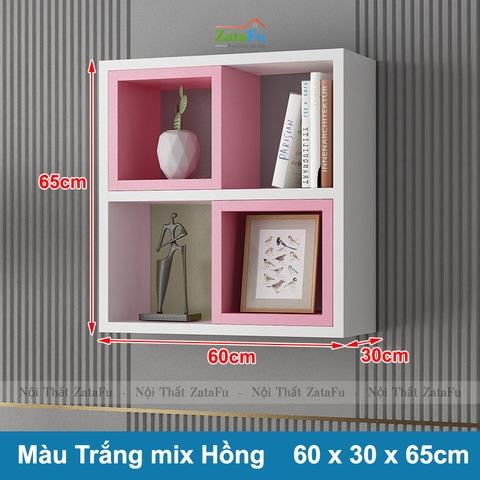 Tủ kệ giá sách gỗ trang trí treo tường đa sắc KTT-62