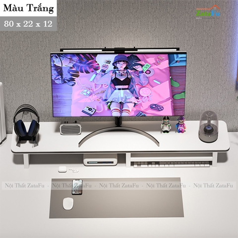 Kệ Để Màn Hình Máy Tính Để Bàn Decor Trang Trí Bàn Làm Việc Cạnh Bo Cong KVT-05