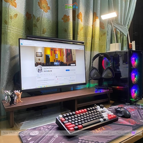 Kệ Kê Màn Hình Máy Tính Gỗ Decor Để Bàn Làm Việc KVT-06