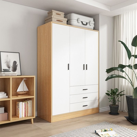 Tủ Quần Áo 3 Cánh Gỗ MDF Thiết Kế Hiện Đại Kèm Ngăn Kéo Dùng Ray Trượt Giảm Chấn Cao Cấp TQA-64