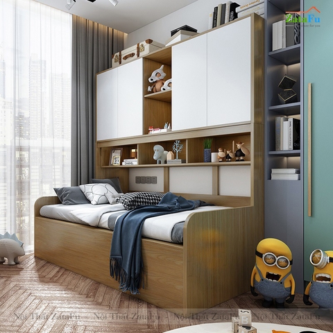 Giường đôi xếp gọn kèm kệ tủ GG-03