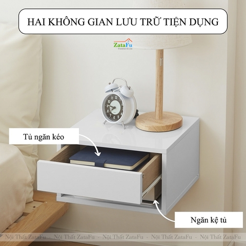 Tab Tủ Đầu Giường Hiện Đại Đa Năng Treo Tường Phòng Ngủ TDG-46 ZataFu