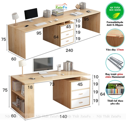 Bàn học làm việc đôi 2 người BLV-24