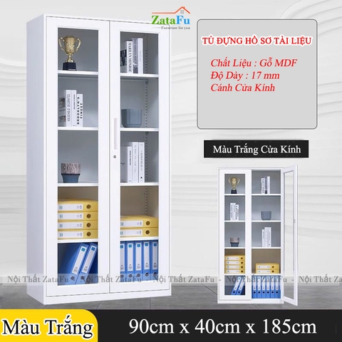 Tủ Đựng Hồ Sơ Tài Liệu Có Cánh Kính Hiện Đại Gỗ MDF TUTT-57 ZataFu