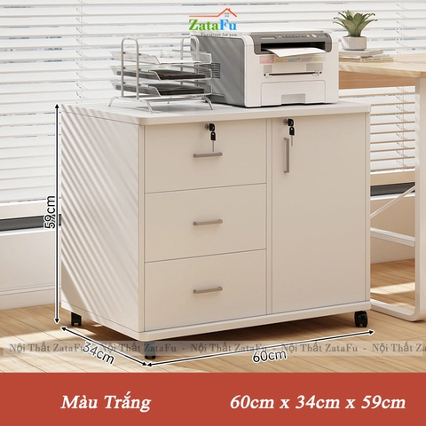 Tủ Kệ Đựng Hồ Sơ Tài Liệu Có Bánh Xe Xoay 360 Độ Có Khóa An Toàn TUTT-62 ZataFu