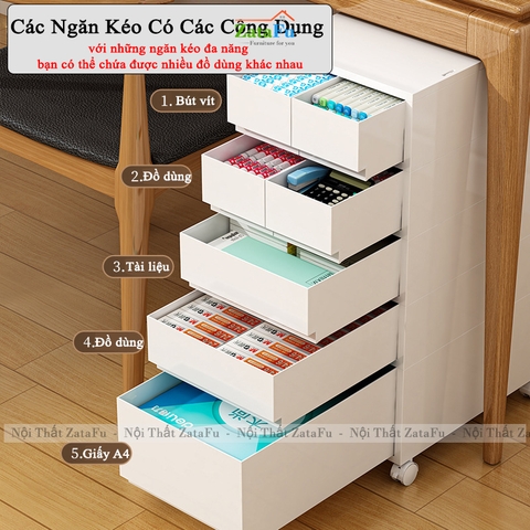 Tủ Đựng Hồ Sơ Tài Liệu Văn Phòng Có Bánh Xe Đa Năng Nhiều Ngăn TUTT-63 ZataFu
