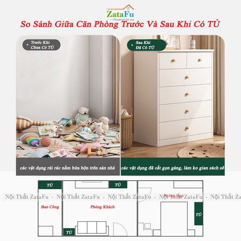 Tủ Trang Trí Đựng Hồ Sơ Tài Liệu Nhiều Ngăn Kéo Đa Năng TUTT-58 ZataFu