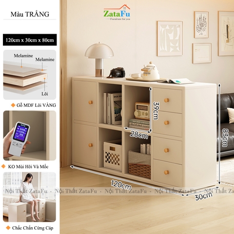 Tủ Gỗ Sách Trang Trí Nhiều Ngăn Gỗ MDF Hiện Đại TUTT-65 ZataFu