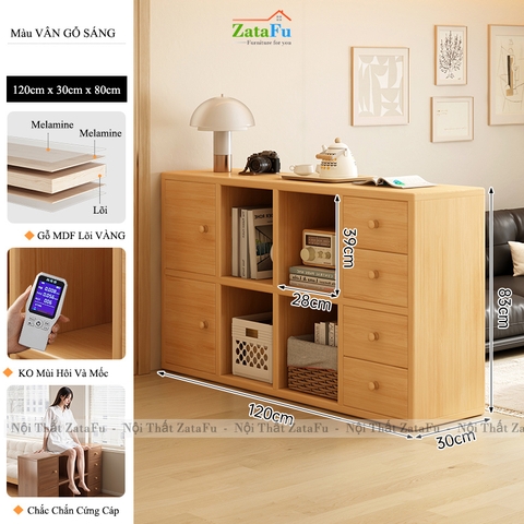 Tủ Gỗ Sách Trang Trí Nhiều Ngăn Gỗ MDF Hiện Đại TUTT-65 ZataFu